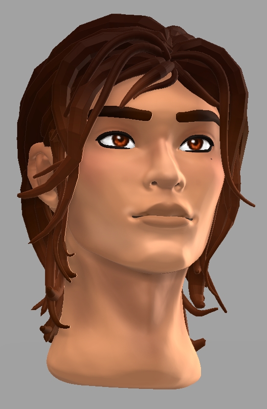 Detailed close-up of a semi-realistic 3D male face sculpted in ZBrush, focusing on anatomy and textures.