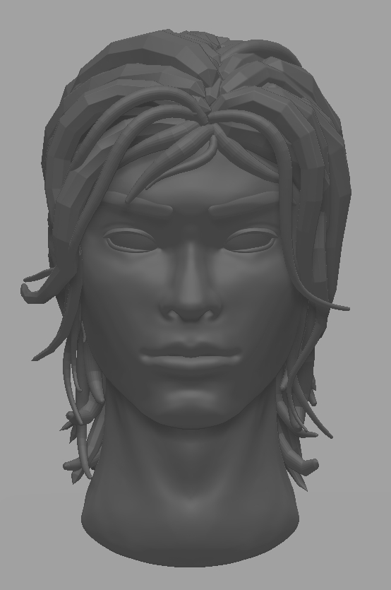 Multiple views of a semi-realistic male head sculpt in ZBrush, displaying different angles and lighting.