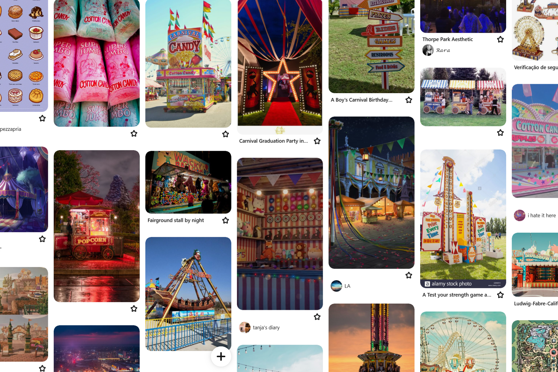 Concept board for a Candyland amusement park, featuring colorful inspiration for 3D design.